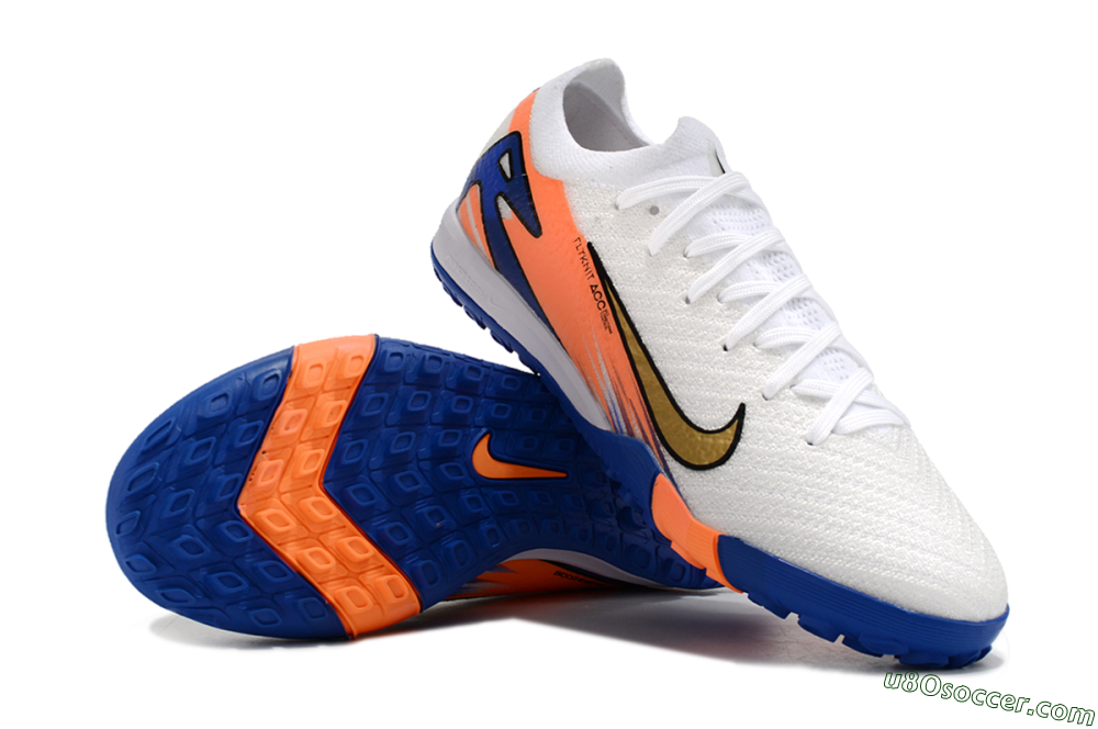 Nike Air Zoom Mercurial Vapor 16 Elite TF Artificial Turf Soccer Shoes - White/Orange/Blue 0