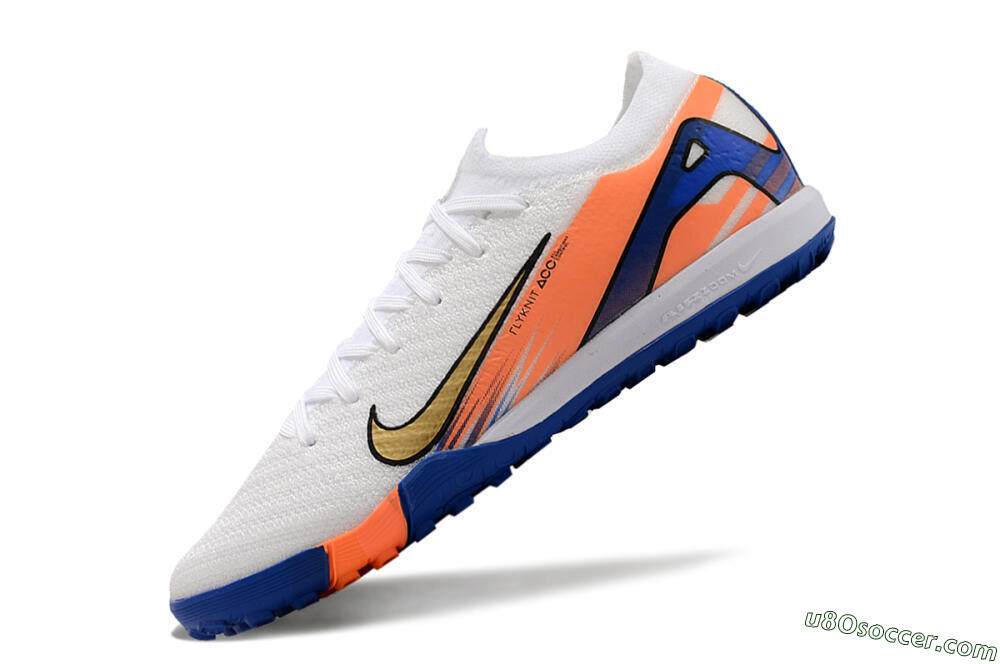 Nike Air Zoom Mercurial Vapor 16 Elite TF Artificial Turf Soccer Shoes - White/Orange/Blue 5