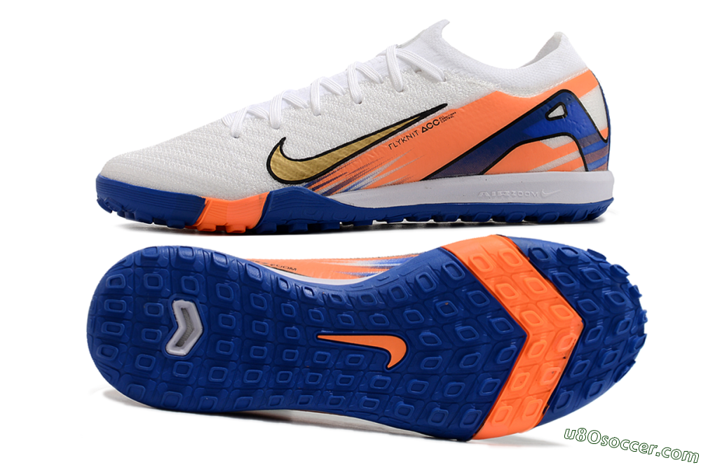Nike Air Zoom Mercurial Vapor 16 Elite TF Artificial Turf Soccer Shoes - White/Orange/Blue 4
