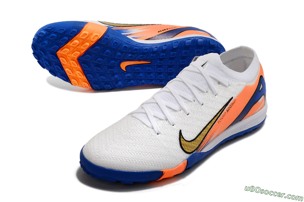 Nike Air Zoom Mercurial Vapor 16 Elite TF Artificial Turf Soccer Shoes - White/Orange/Blue 3