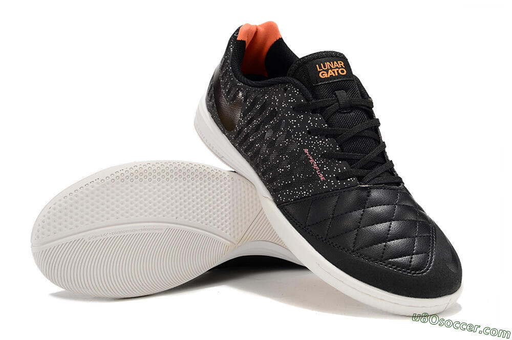 Nike Lunar Gato 2 TF Indoor & Futsal Soccer Shoes - Black/White/Orange 3
