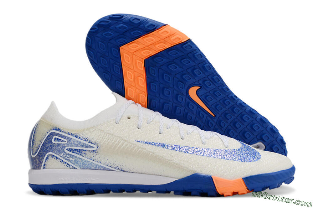 Nike Air Zoom Mercurial Vapor 16 Elite TF Artificial Turf Soccer Shoes - White/Blue/Orange 1