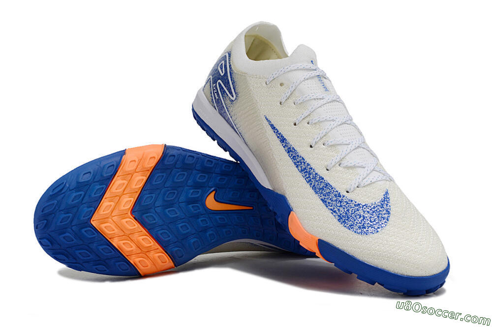 Nike Air Zoom Mercurial Vapor 16 Elite TF Artificial Turf Soccer Shoes - White/Blue/Orange 4