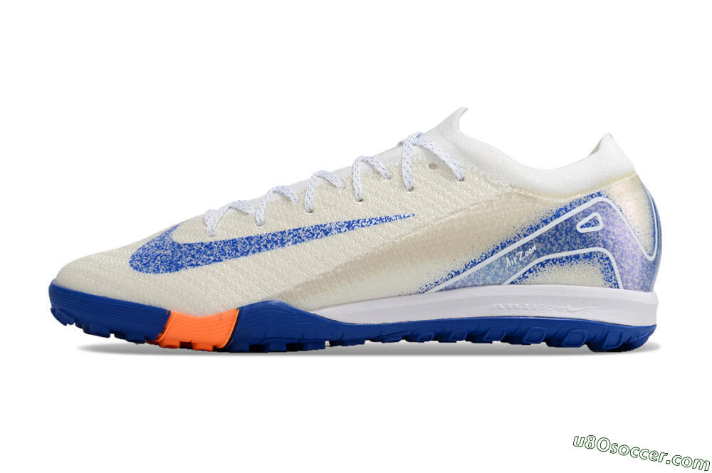 Nike Air Zoom Mercurial Vapor 16 Elite TF Artificial Turf Soccer Shoes - White/Blue/Orange 2