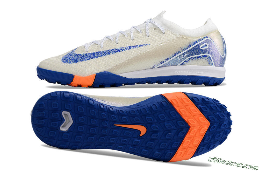 Nike Air Zoom Mercurial Vapor 16 Elite TF Artificial Turf Soccer Shoes - White/Blue/Orange 0