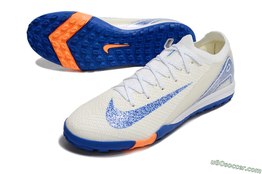 Nike Air Zoom Mercurial Vapor 16 Elite TF Artificial Turf Soccer Shoes - White/Blue/Orange 3