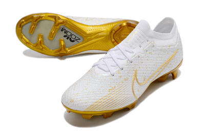 Nike Air Zoom Mercurial Vapor 15 Elite FG Firm Ground Soccer Cleats - White/Gold