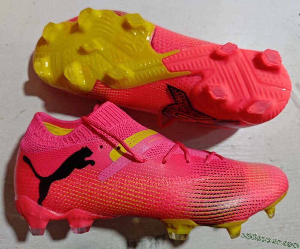 Puma Future 7 Ultimate FG Firm Ground Soccer Cleats - Pink/Black/Yellow