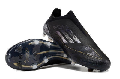 Adidas F50+ Adizero FG Firm Ground Soccer Cleats - Black/Purple/Gold