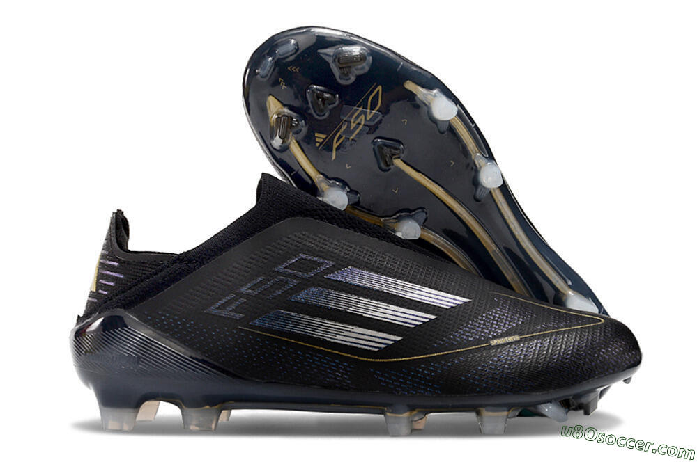 Adidas F50+ Adizero FG Firm Ground Soccer Cleats - Black/Purple/Gold 1
