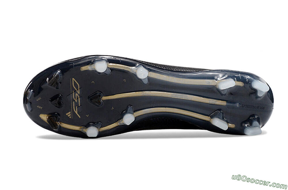 Adidas F50+ Adizero FG Firm Ground Soccer Cleats - Black/Purple/Gold 6