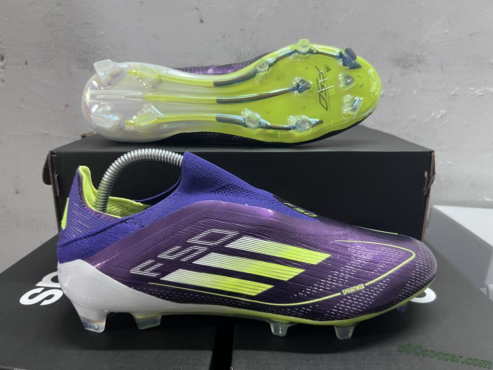Adidas F50+ Adizero FG Firm Ground Soccer Cleats - Purple/Yellow/Blue