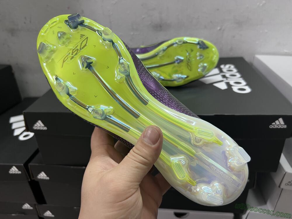 Adidas F50+ Adizero FG Firm Ground Soccer Cleats - Purple/Yellow/Blue