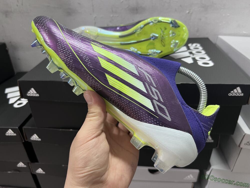 Adidas F50+ Adizero FG Firm Ground Soccer Cleats - Purple/Yellow/Blue