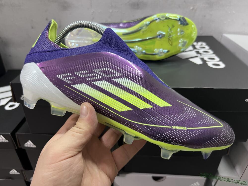 Adidas F50+ Adizero FG Firm Ground Soccer Cleats - Purple/Yellow/Blue