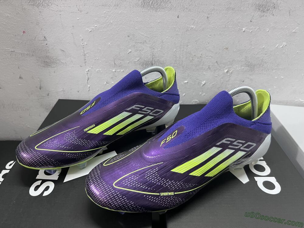 Adidas F50+ Adizero FG Firm Ground Soccer Cleats - Purple/Yellow/Blue