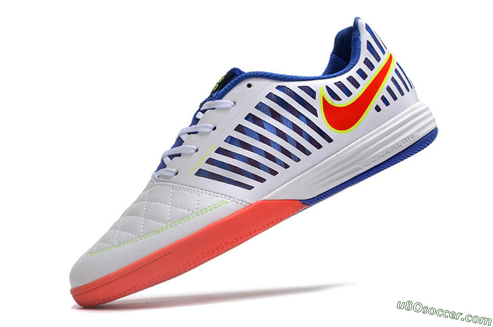 Nike Lunar Gato 2 IC Indoor & Futsal Soccer Shoes - White/Blue/Red 5