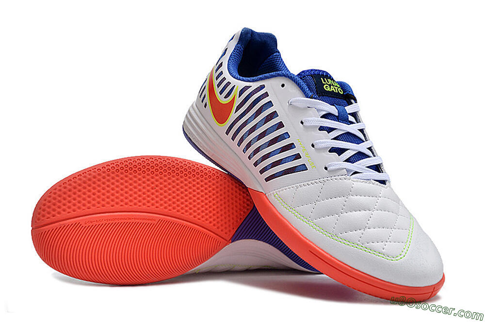 Nike Lunar Gato 2 IC Indoor & Futsal Soccer Shoes - White/Blue/Red 3