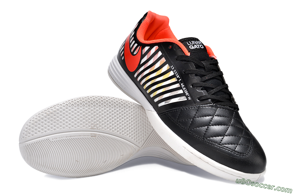 Nike Lunar Gato 2 IC Indoor & Futsal Soccer Shoes - Black/White/Red 3