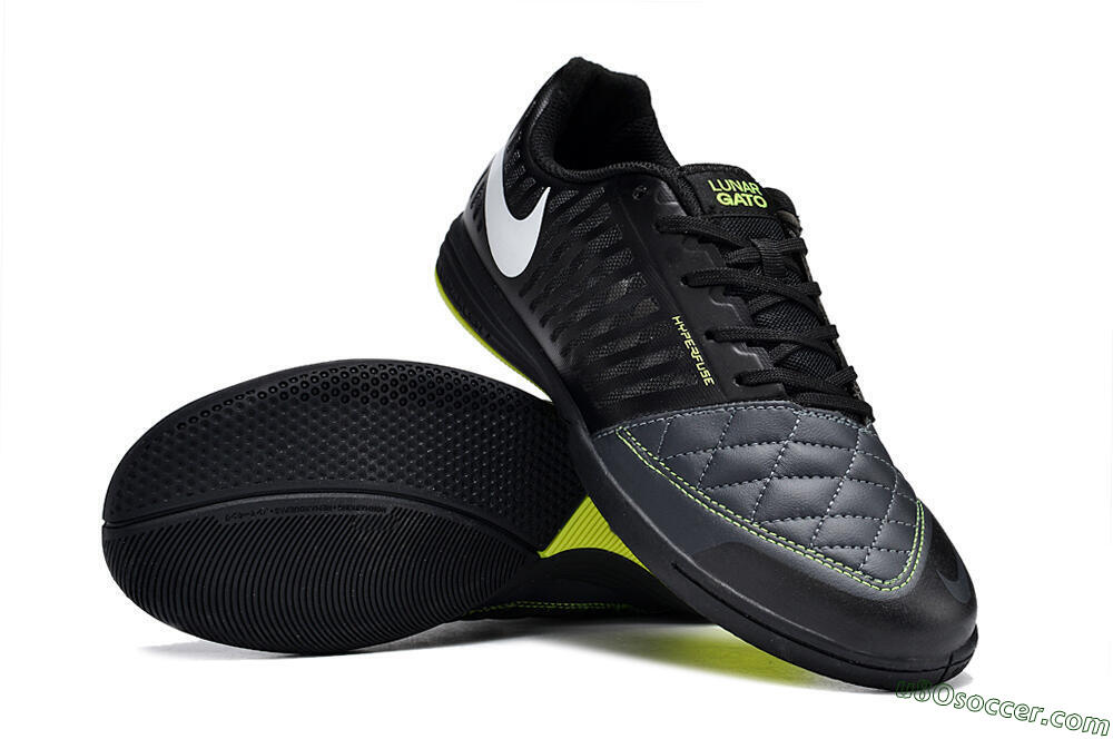 Nike Lunar Gato 2 IC Indoor & Futsal Soccer Shoes - Black/White/Yellow 3