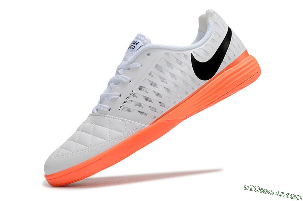 Nike Lunar Gato 2 IC Indoor & Futsal Soccer Shoes - White/Black/Orange 5