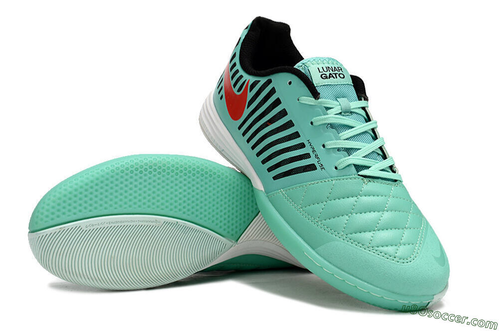 Nike Lunar Gato 2 IC Indoor & Futsal Soccer Shoes - Jade/Black/Red 3
