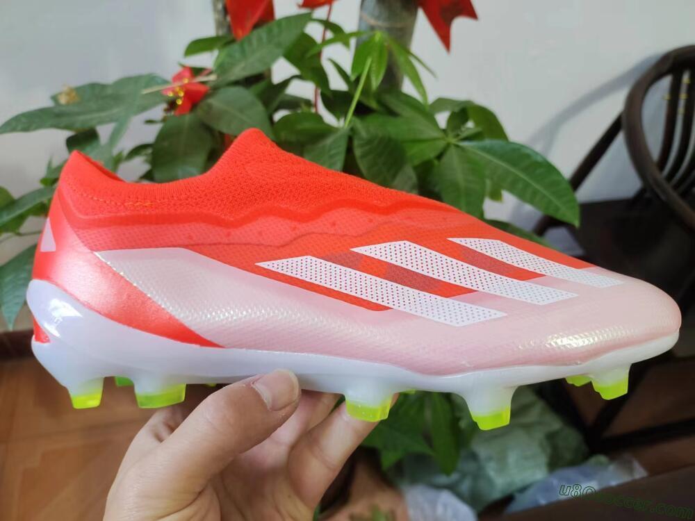 Adidas X Crazyfast+ Laceless FG Firm Ground Soccer Cleats - Red/White/Yellow