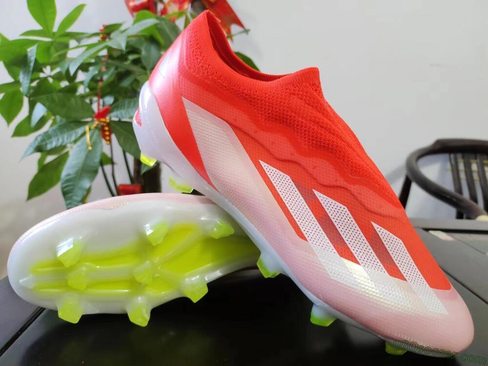 Adidas X Crazyfast+ Laceless FG Firm Ground Soccer Cleats - Red/White/Yellow