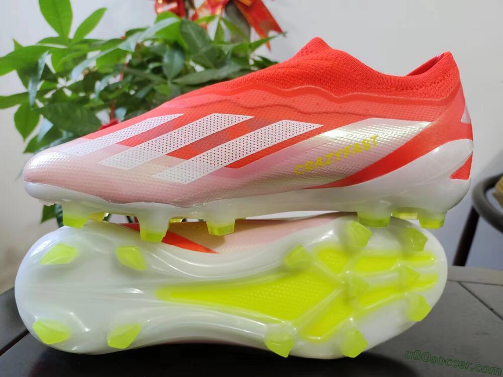 Adidas X Crazyfast+ Laceless FG Firm Ground Soccer Cleats - Red/White/Yellow
