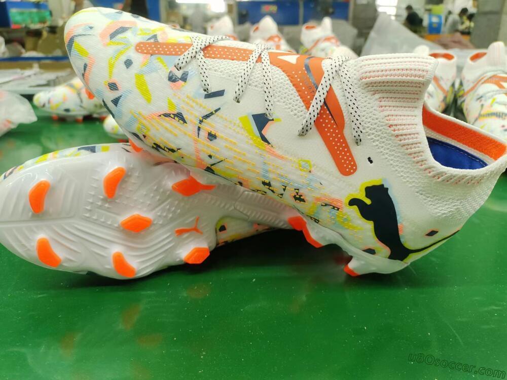 Puma Future FG Firm Ground Soccer Cleats - White/Red/Yellow/Blue/Pink