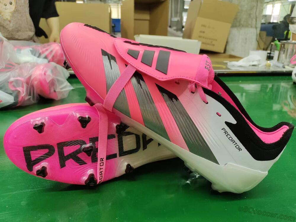 Adidas Predator Elite Foldover Tongue FG Firm Ground Soccer Cleats - Pink/Grey/White