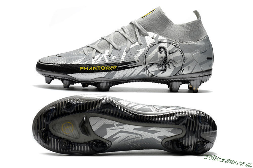 Silver, Yellow & Black FG Soccer Cleats: Nike Phantom