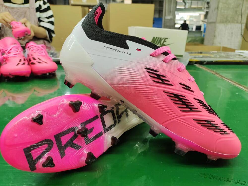 Adidas Predator Elite Foldover Tongue FG Firm Ground Soccer Cleats - Pink/Grey/White