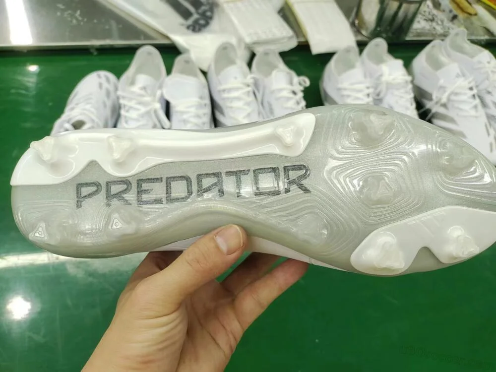 FG Firm Ground Soccer Cleats in White/Silver/Grey - Predator