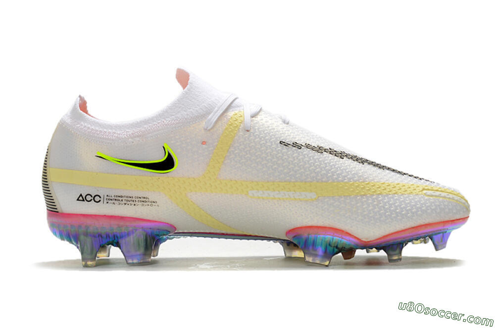 Nike Phantom GT 2 Elite FG Firm Ground Soccer Cleats - White/Yellow/Black 7