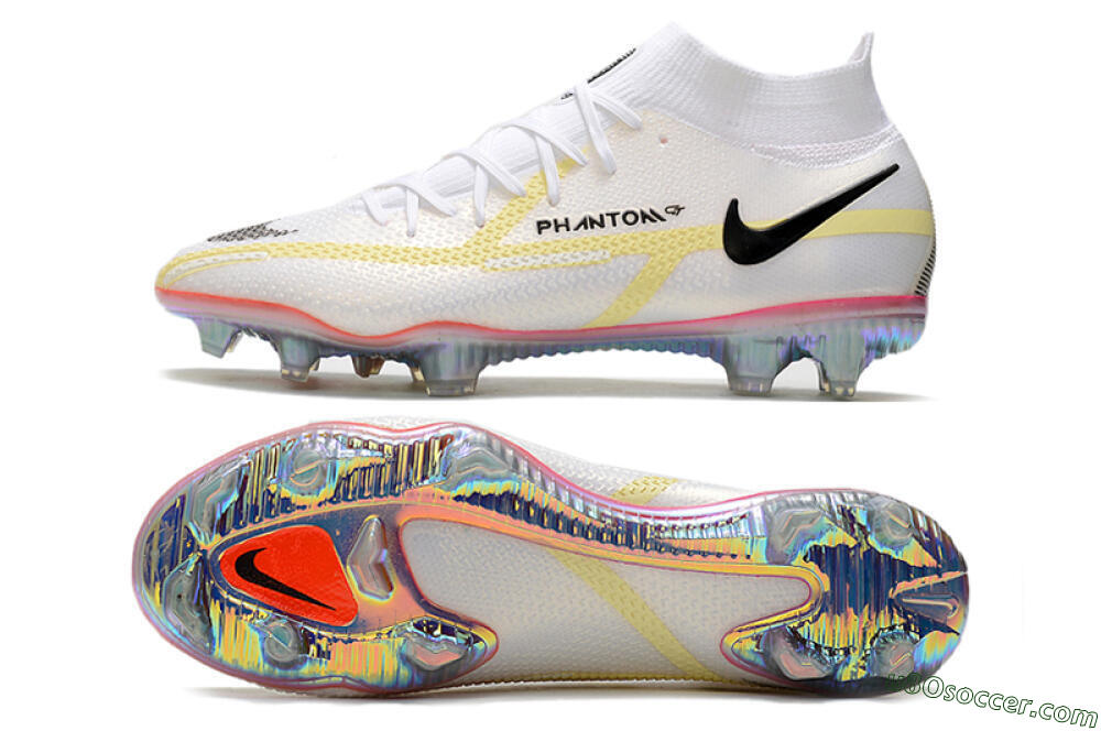 Nike Phantom GT 2 Elite DF FG Firm Ground Soccer Cleats - White/Yellow/Black 0