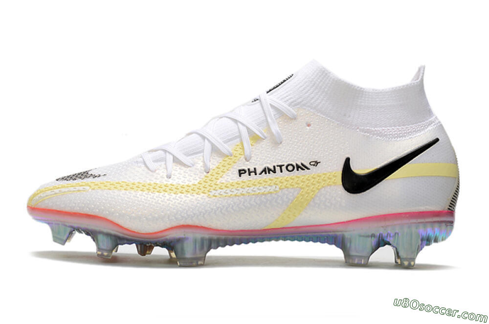 Nike Phantom GT 2 Elite DF FG Firm Ground Soccer Cleats - White/Yellow/Black 2