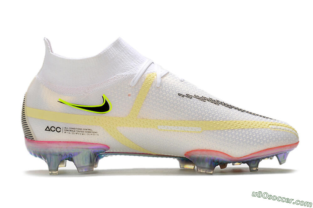 Nike Phantom GT 2 Elite DF FG Firm Ground Soccer Cleats - White/Yellow/Black 7