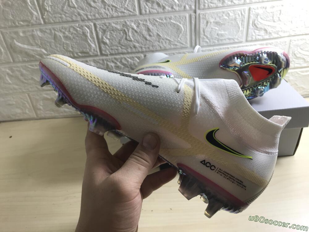 Nike Phantom GT 2 Elite DF FG Firm Ground Soccer Cleats - White/Yellow/Black