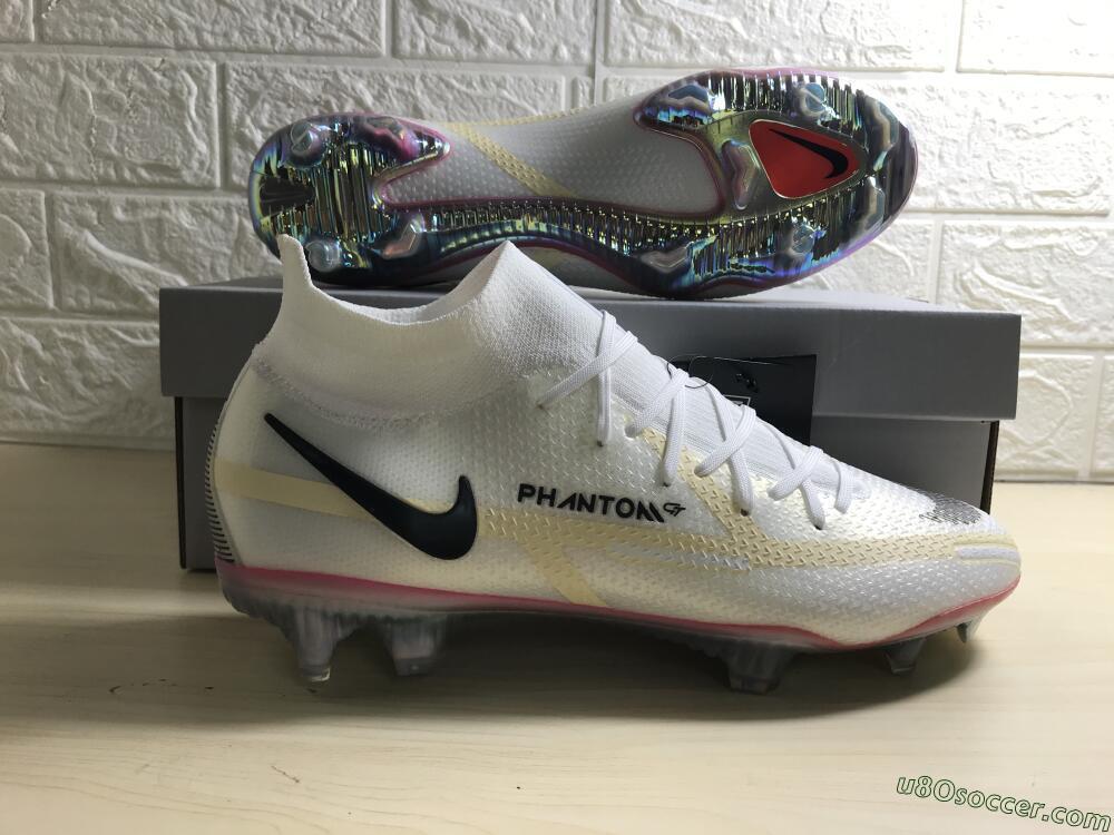 Nike Phantom GT 2 Elite DF FG Firm Ground Soccer Cleats - White/Yellow/Black