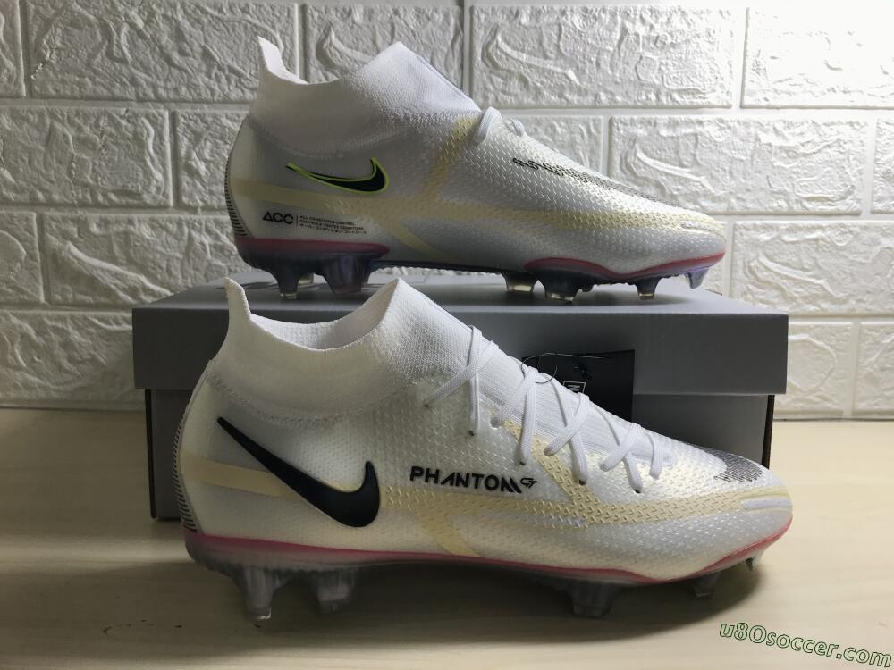 Nike Phantom GT 2 Elite DF FG Firm Ground Soccer Cleats - White/Yellow/Black