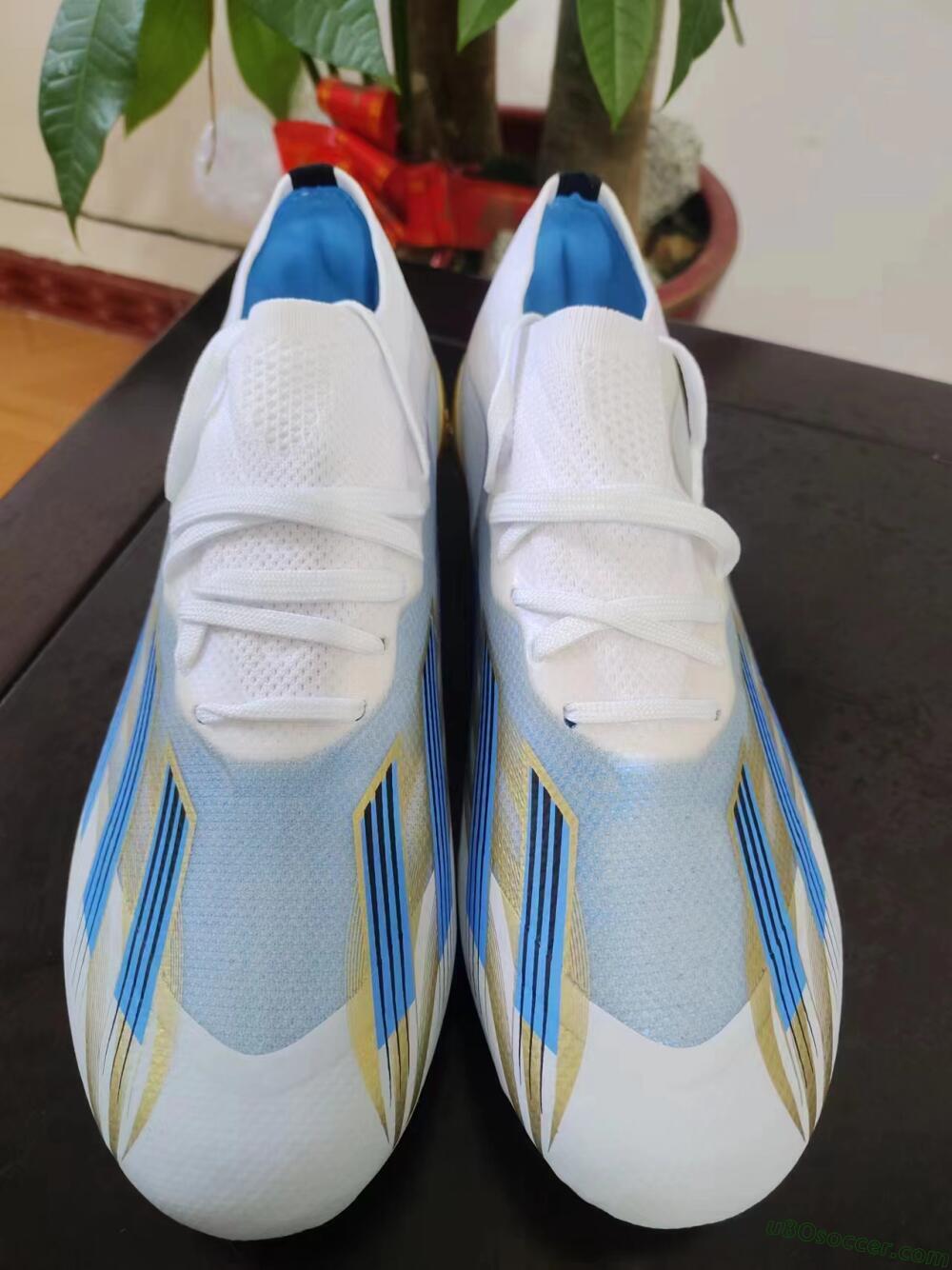 Adidas X Crazyfast.1 FG Firm Ground Soccer Cleats - White/Blue/Gold