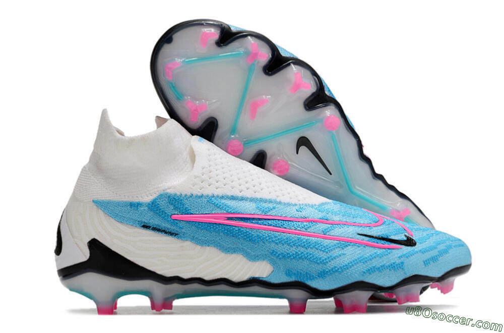 Nike Phantom GX Elite DF FG Firm Ground Soccer Cleats - Blue/White/Pink 1