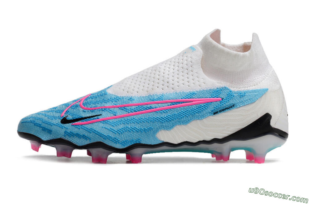 Nike Phantom GX Elite DF FG Firm Ground Soccer Cleats - Blue/White/Pink 2