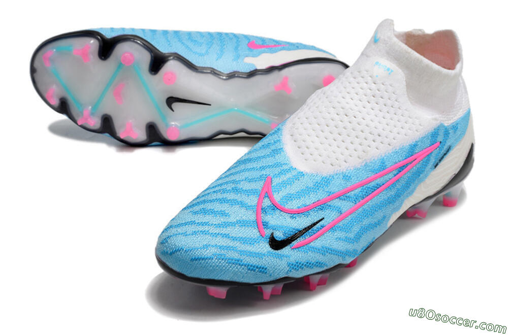 Nike Phantom GX Elite DF FG Firm Ground Soccer Cleats - Blue/White/Pink 3