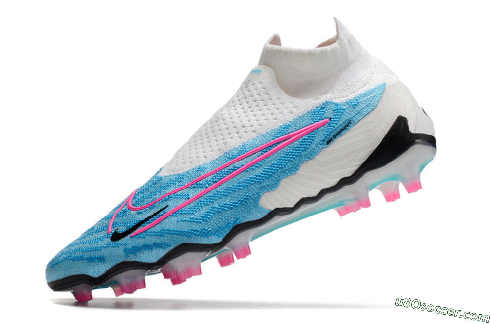 Nike Phantom GX Elite DF FG Firm Ground Soccer Cleats - Blue/White/Pink 5