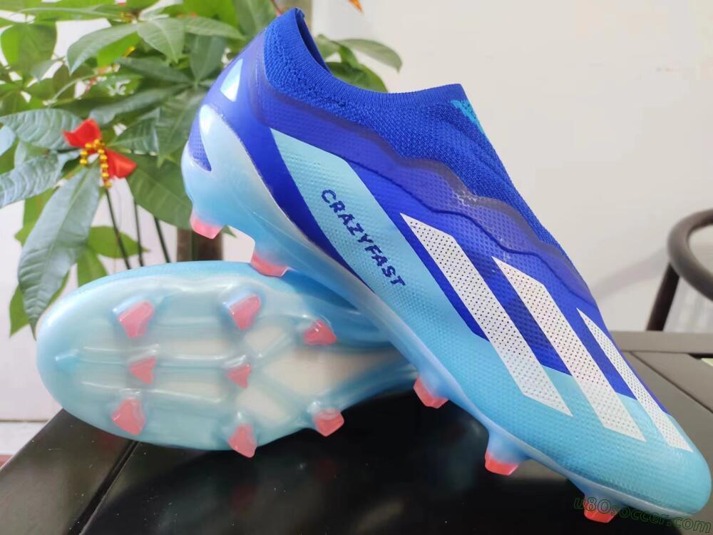 Adidas X Crazyfast.1 Laceless FG Firm Ground Soccer Cleats - Blue/White/Gold