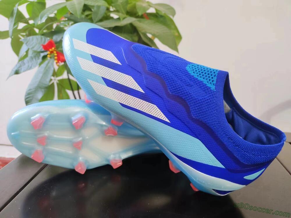 Adidas X Crazyfast.1 Laceless FG Firm Ground Soccer Cleats - Blue/White/Gold