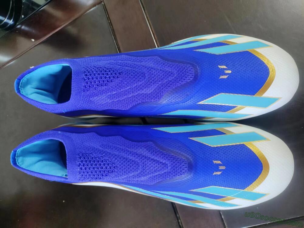 Adidas X Crazyfast.1 Laceless FG Firm Ground Soccer Cleats - Blue/White/Gold