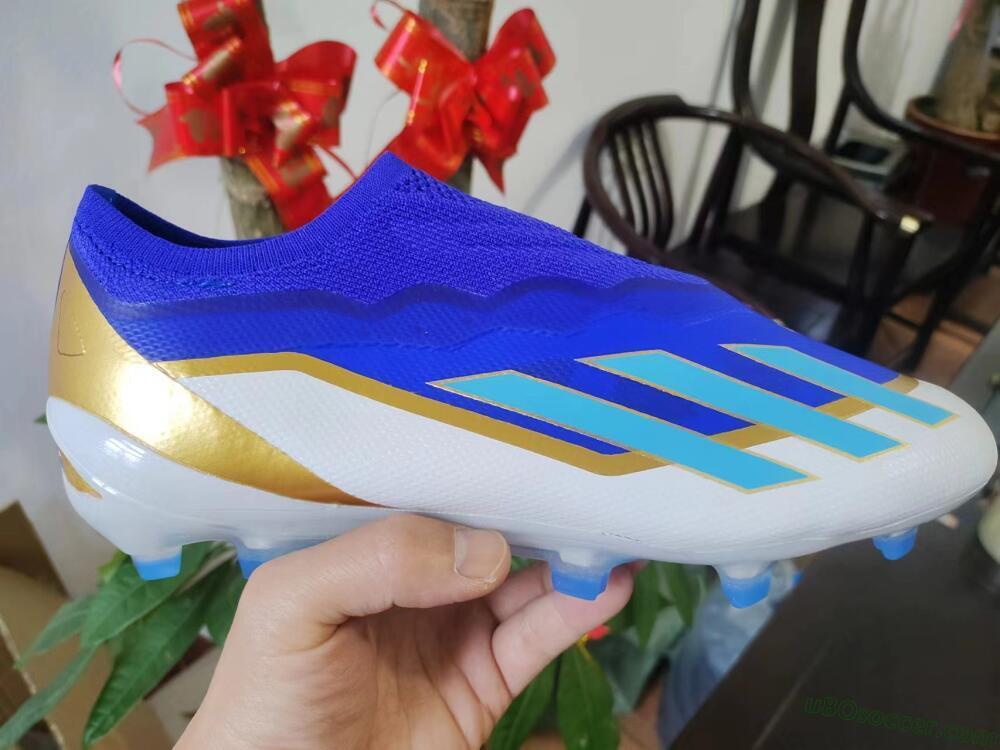 Adidas X Crazyfast.1 Laceless FG Firm Ground Soccer Cleats - Blue/White/Gold